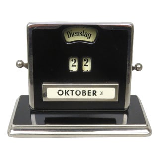Bauhaus Chrome-Plated Black Eternal Calendar by Jakob Maul, 1920s For Sale