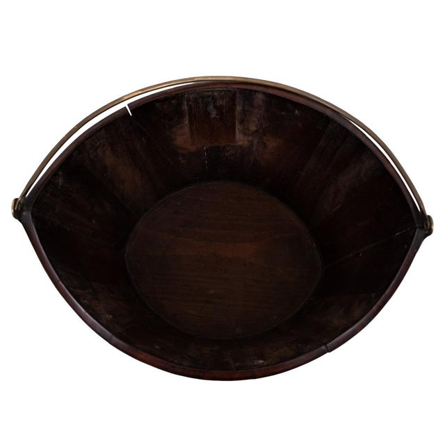 Early 19th Century Antique Dutch Georgian Mahogany Brass-Bound Peat Bucket, 1830s For Sale - Image 5 of 11