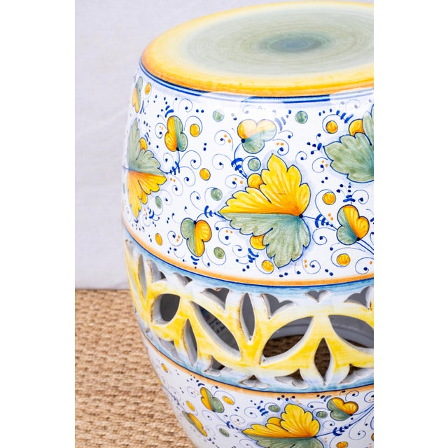 1990s Pair of Ceramic Garden Stools For Sale - Image 4 of 5