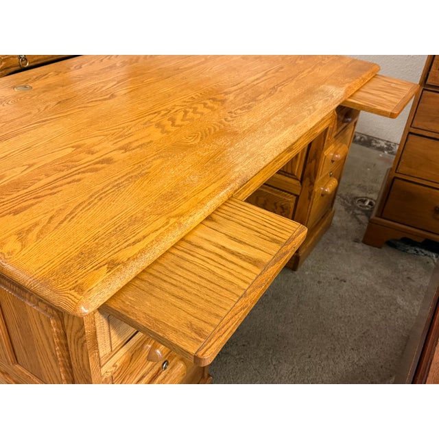 Noriega Furniture Smith Oak Executive Desk, Vintage For Sale - Image 11 of 12
