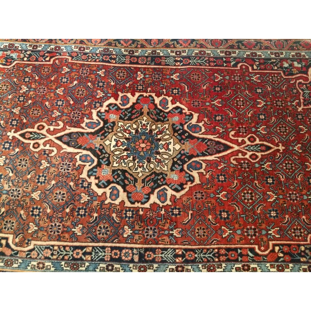 Vintage Persian Bidjar Gallery Rug, Hand-Knotted Wool, Geometric Medallion Pattern, Red & Navy, 5x9 For Sale - Image 16 of 17