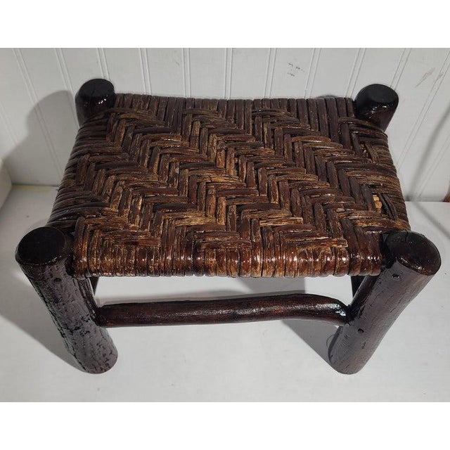 Rustic 1920s Old Hickory Footstool For Sale - Image 3 of 5
