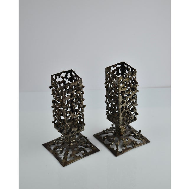 Brutalist Handmade Iron Candleholders, 1970, Set of 2 For Sale - Image 9 of 18
