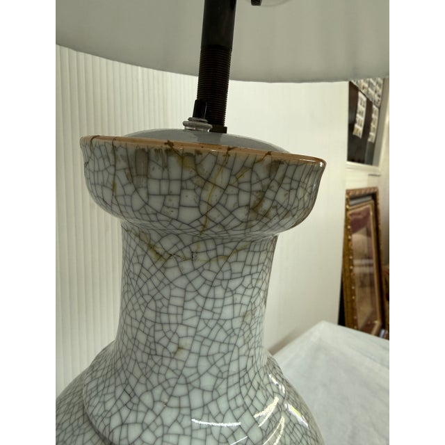 Ceramic Antique Style Chinese Vase With Crackle Glaze Table Lamps, Pair For Sale - Image 7 of 11