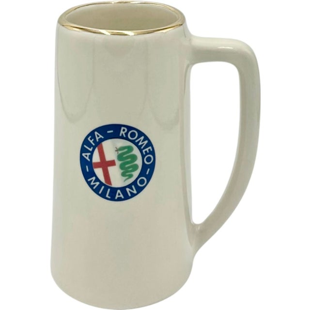Celebrate the heritage of one of Italy's most iconic automotive marques with this vintage Alfa Romeo Milano ceramic stein....