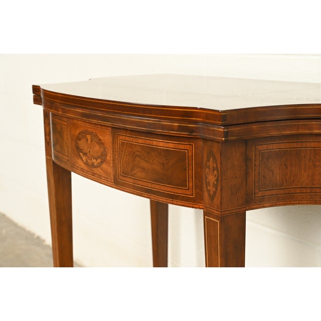 Baker Furniture Federal Inlaid Mahogany Flip-Top Console or Game Table For Sale - Image 10 of 18