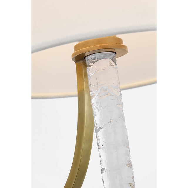 Marie Flanigan for Visual Comfort Signature Abigail XL Sconce in Soft Brass and Clear Wavy Glass with Linen Shade For Sale In Houston - Image 6 of 10
