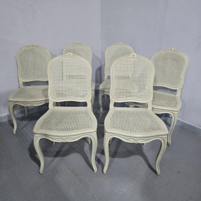 French Bergere Dining Chairs, 1910s, Set of 6 For Sale - Image 3 of 14