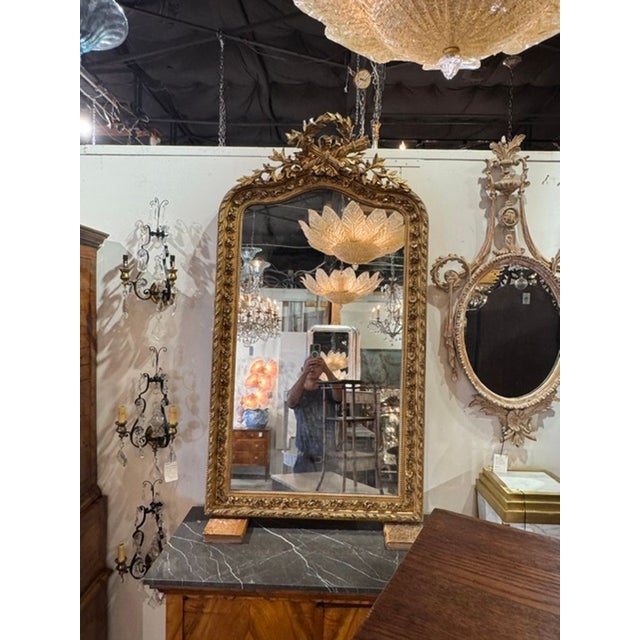 19th C. French Louis XVI Giltwood Mirror For Sale - Image 10 of 10