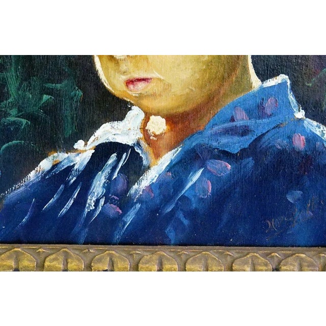 1920s Hannibal De Bellis, Portrait of a Child's Face, 1920s, Oil Painting on Panel, Framed For Sale - Image 5 of 13