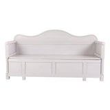 Antique Swedish Bench in Grey Painted Pine with Storage, 1900s For Sale