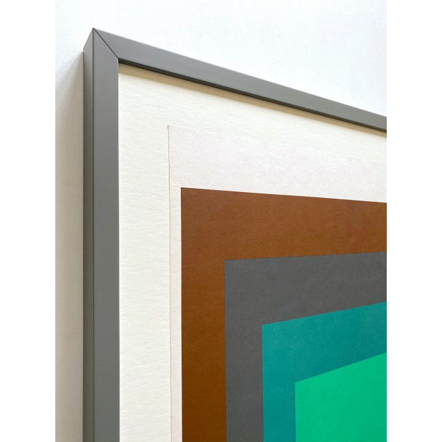 1970s Josef Albers Vintage 1973 Mid Century Modern " Homage to the Square No. Sp-1 " Framed Minimalist Serigraph Calendar Print For Sale - Image 5 of 13