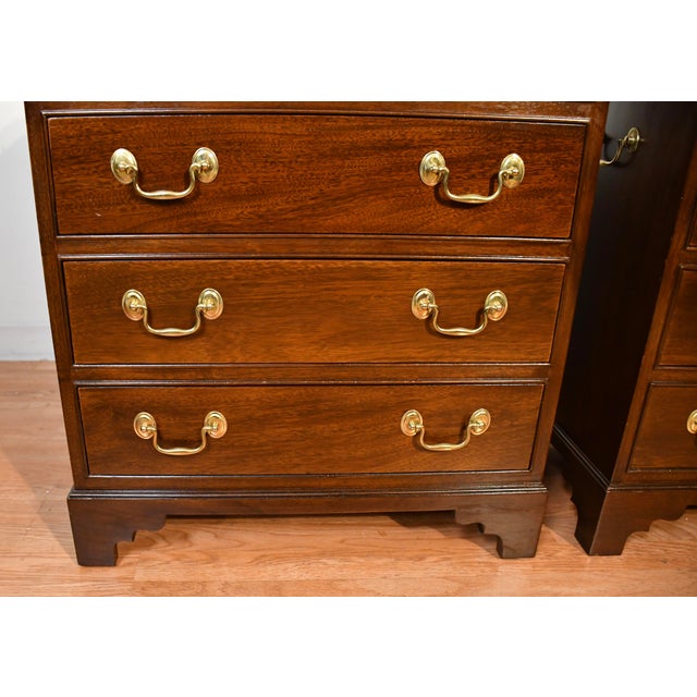 Wood 1930s Pair English Regency Mahogany Banded Satinwood Chest of Drawers Commodes For Sale - Image 7 of 18
