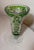 1970s Vintage Handmade Green Czech Cut to Clear Crystal Glass Tall Ornate Flower Vase For Sale - Image 5 of 10