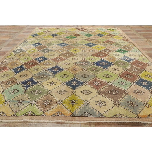 Tan Rustic Vintage Turkish Sivas Rug - 06'09 X 10'00 For Sale - Image 8 of 10
