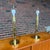 Pair of vintage brass table lamps dimensions listed are with shades the lamps have a 7.5 inch diameter round base and...
