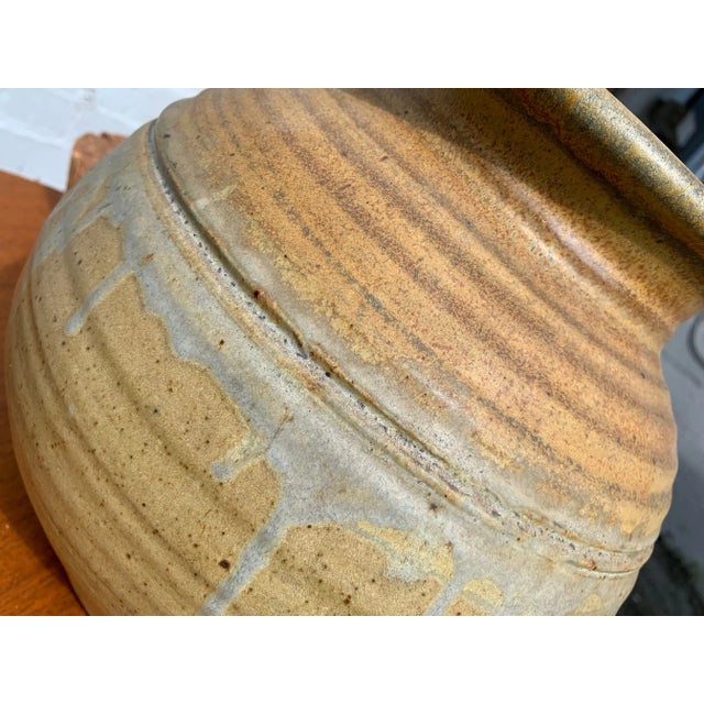 1970s Large 1974 Studio Pottery Jar With Natural Cork Stopper For Sale - Image 5 of 11