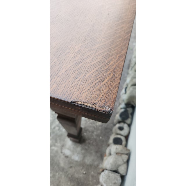 Vintage Swivel Folding Oak Game Table For Sale - Image 9 of 18