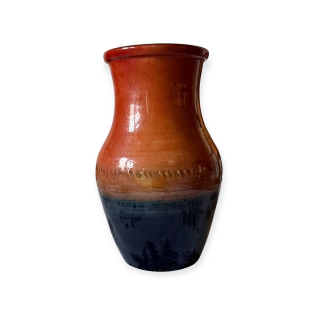 Moorcroft Orange and Blue Oxide Flambé Baluster Vase For Sale - Image 4 of 7
