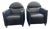 Pair of Vintage Leolux "Dino" Postmodern Leather Lounge Chairs - Sled Base For Sale