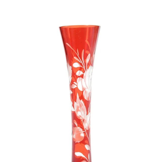 Bohemian Antique Cut Ruby Glass 7" Cabinet Vase For Sale - Image 5 of 7