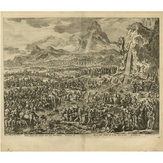 J. Luyken, Bible Scene: Moses Strikes Water from the Rocks, 1743, Print For Sale