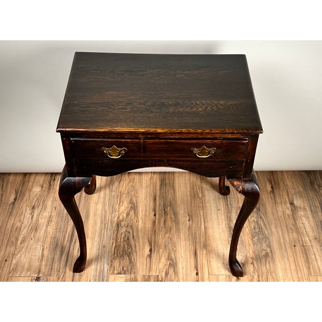 Queen Anne Antique Queen Anne Style George III Oak One Drawer Stand C. Late 18th Century For Sale - Image 3 of 8