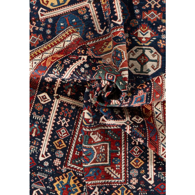Antique Circa 1880 Blue Akstafa Caucasian Hand Knotted Rug 3'10 X 8'2 For Sale - Image 11 of 11