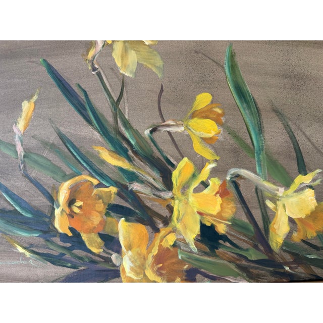 1970’s J. Schumacher Floral Still Life Oil on Board Painting – Framed For Sale - Image 9 of 12
