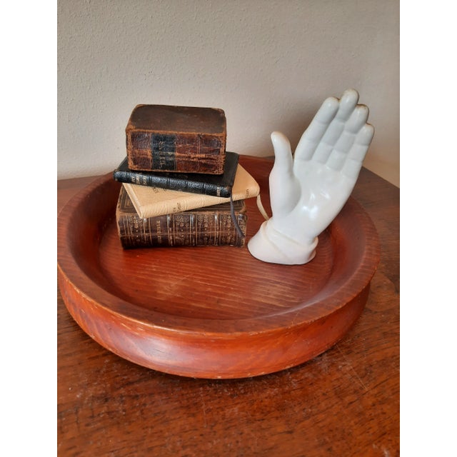 Mid 20th Century Vintage Rustic Pine Wood Low Bowl For Sale - Image 5 of 7