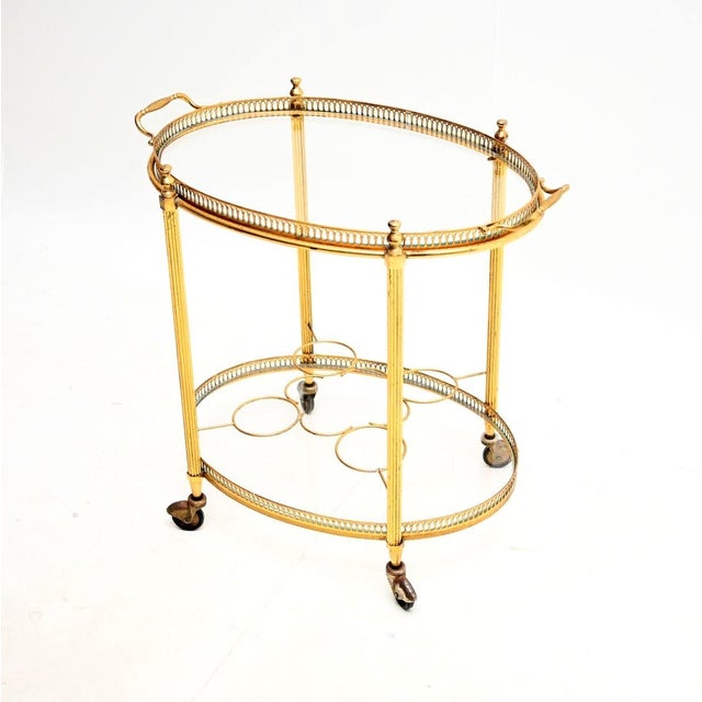 Mid-Century Modern Vintage French Brass Drinks Trolley, 1960s For Sale - Image 3 of 11
