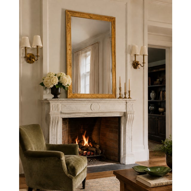 An exceptional authentic vintage La Barge hand-painted floral Chinoiserie wall mirror showcasing the craftsmanship and...