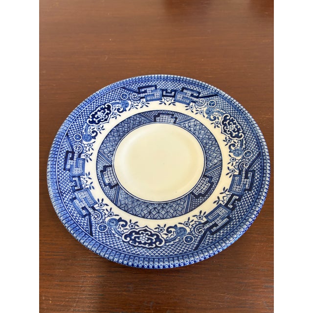 Vintage Churchill England Blue & White Transferware Cups and Saucers – Set of 4 For Sale - Image 11 of 12