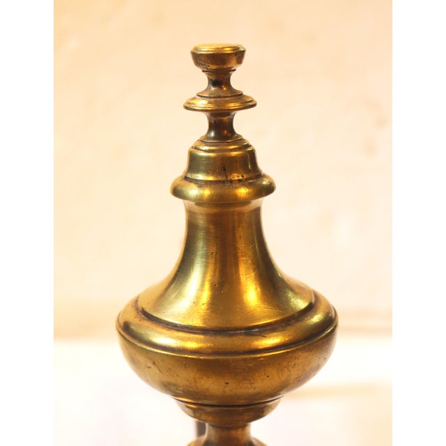 Baroque Circa 1860-80 Pair of French Baroque Revival Cast Brass Andirons For Sale - Image 3 of 7