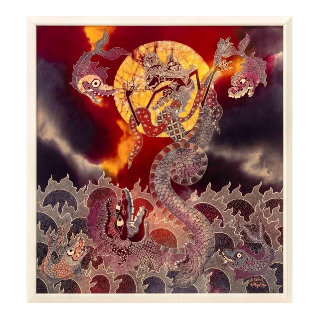 Wiji Hartono Kabul Flaming Dragon Batik Painting For Sale