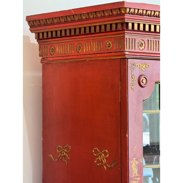 Mid-20th Century Scarlet Chinoiserie Bookcase Cabinets For Sale - Image 9 of 12