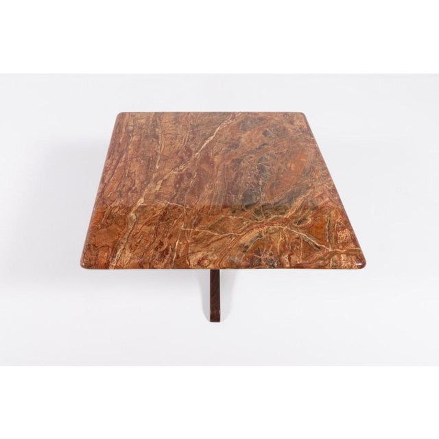 Vintage Danish coffee-side table with a beautiful loose square brown marble top from Sigurd Russell. Produced by Vatne...