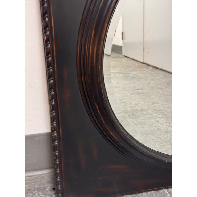 Brown Ethan Allen Classical Roundel Square Wood Wall Mirror For Sale - Image 8 of 12