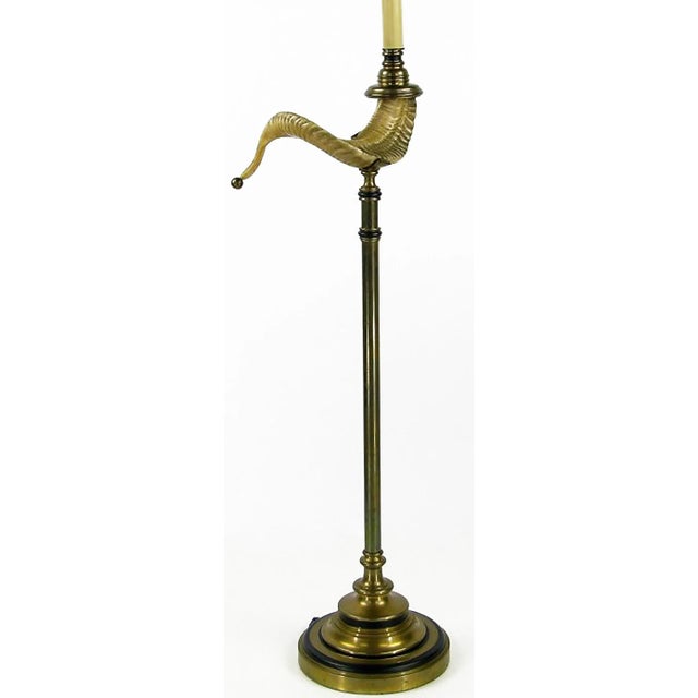 Chapman Manufacturing Company Chapman Brass and Ram's Horn Floor Lamp For Sale - Image 4 of 7