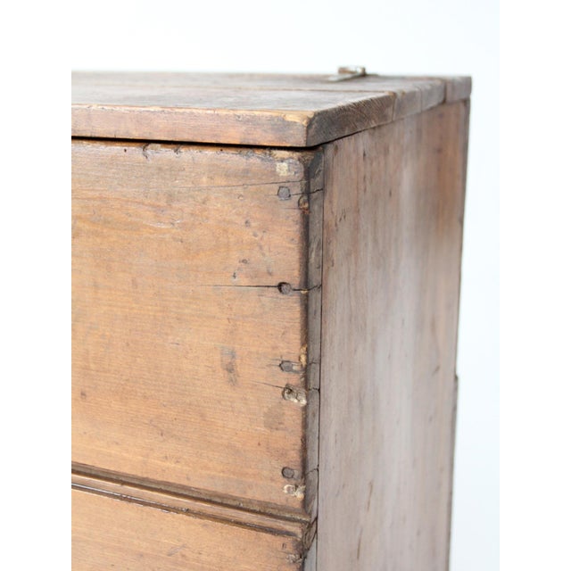 Antique Primitive Wood Storage Chest For Sale - Image 6 of 18