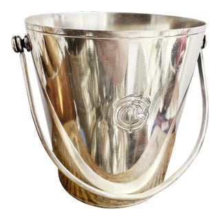 Antique Christofle Silver Ice Bucket From French Line Ocean Liner S. S. Ile De France For Sale