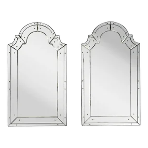 Queen Anne Style, Venetian Wall Mirrors, Antiqued Beveled Glass, Dome Top