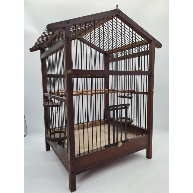 Antique Wooden Birdcage, 1920 For Sale - Image 9 of 12