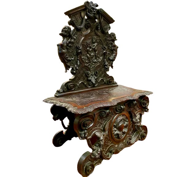 Gothic Bench Hand Carved by W.B. Moses & Sons, Washington DC, 1858-1937 For Sale - Image 4 of 8