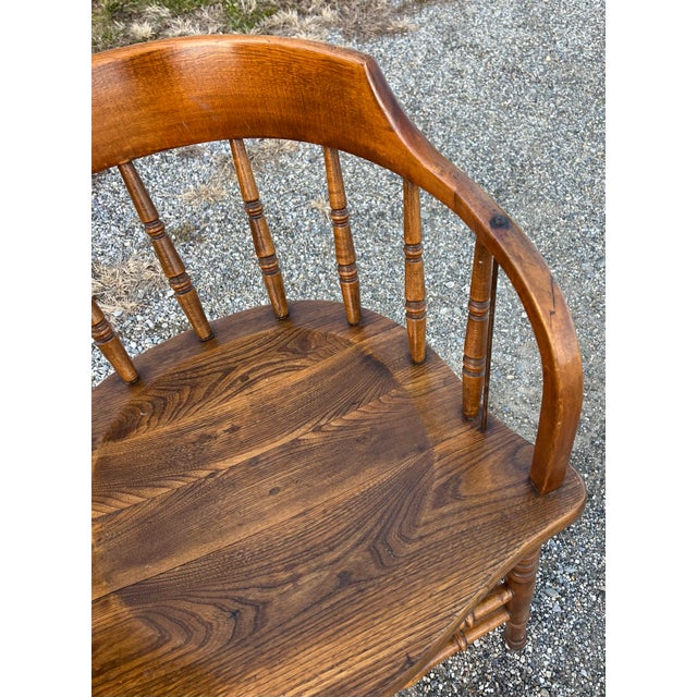 Late 19th Century Rare Vintage Writing Arm Barrel Back Firehouse Windsor For Sale - Image 5 of 11