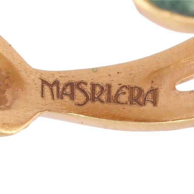 Metal 2000s Masriera 18k Enamel Frog & Water Lily Ring Size 6.5 For Sale - Image 7 of 8