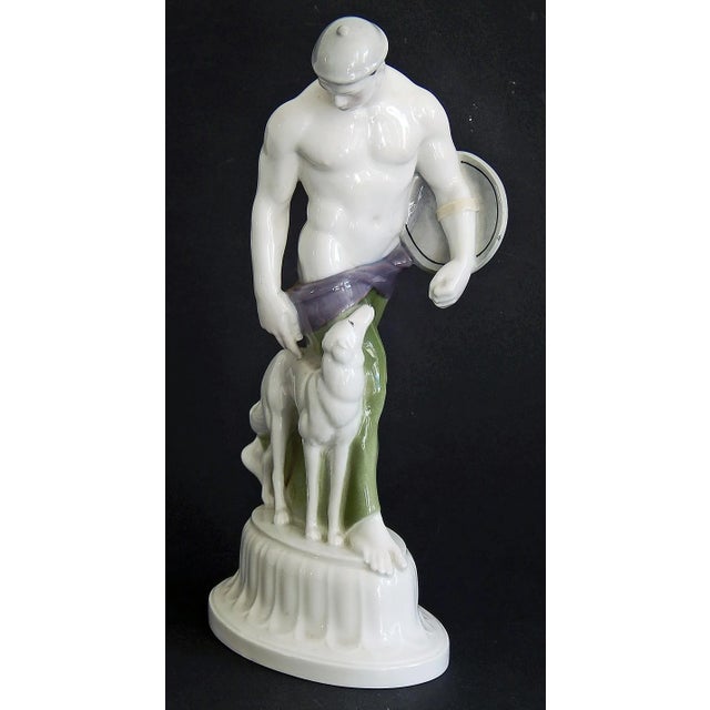 Art Deco 1905 Figurative "Goth and Hound" Porcelain Sculpture by Adolf Amberg For Sale - Image 3 of 4