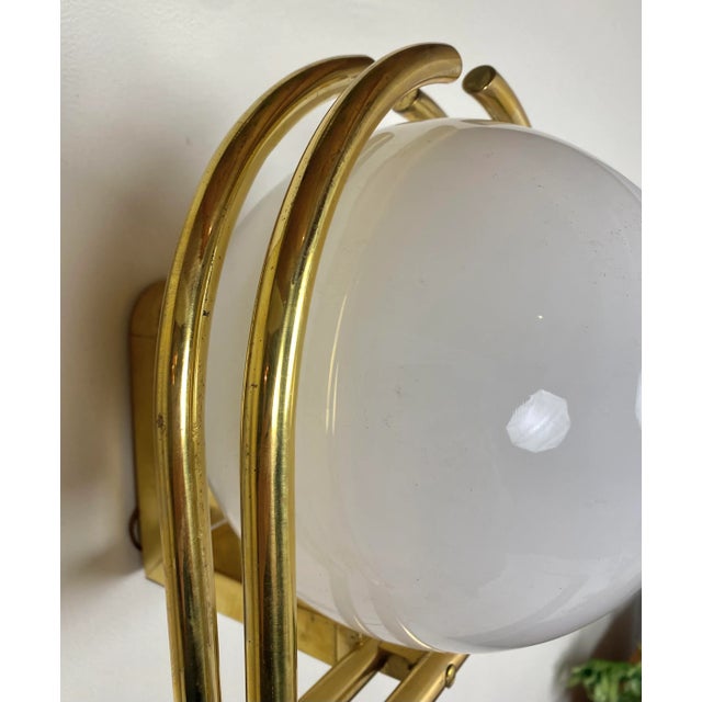 Bauhaus Brass & Opaline Wall Lamp, 1930s For Sale - Image 6 of 18