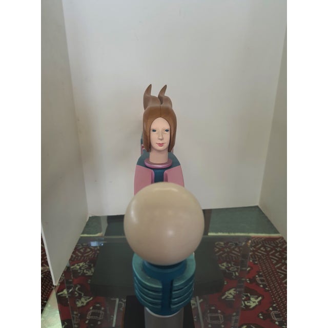 Vintage Postmodern sculpture by J.W. Eaton. Whimsical and colorful example of postmodern art. Signed and dated. This...