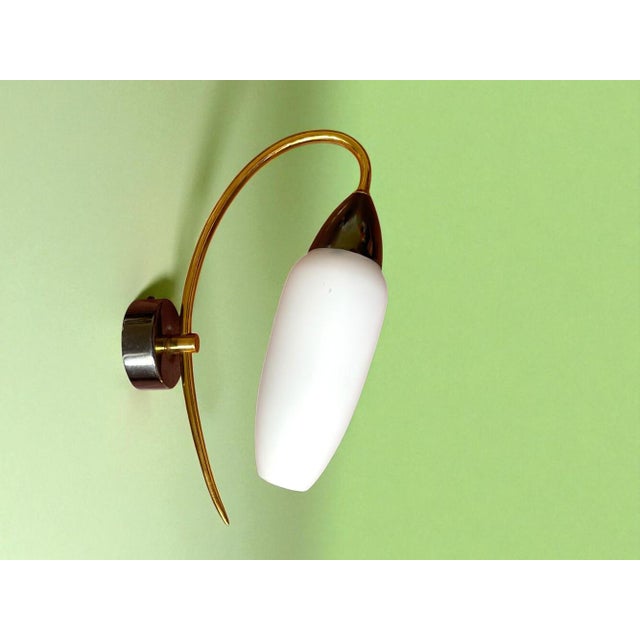 Mid-Century Modern Vintage White Opaline Glass Wall Sconce, 1990s For Sale - Image 3 of 12